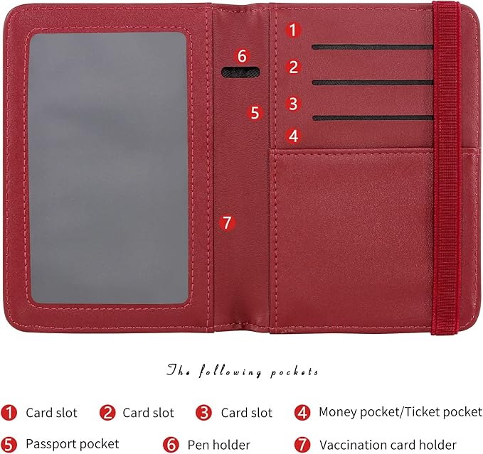 ZOPPEN Passport Holder Wallet, Passport Cover Travel Wallet Women Travel Essentials Accessories Document Organizer Travel Must Haves Rfid Blocking Cover Case for Women and Men, Wine