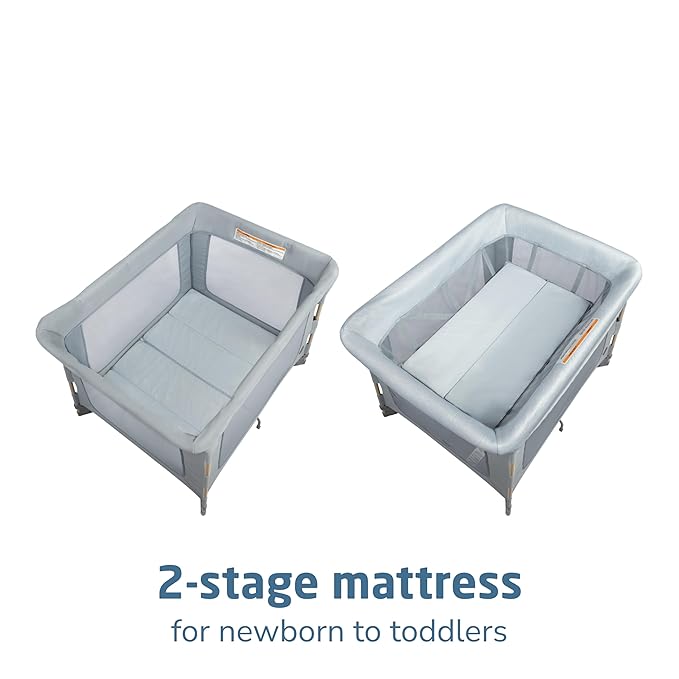 Maxi-Cosi Swift Baby Playard with Mat, Baby Playpen, Play Yard with Bassinet, Portable Playpen for Babies and Toddlers, Classic Slate
