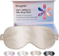 Silk Sleep Mask - Luxurious 100% Pure Mulberry Silk Eye Mask for Restful Sleep and Travel, Hypoallergenic, Cooling, Total Blackout, Adjustable for Women & Men (Champagne Gold)