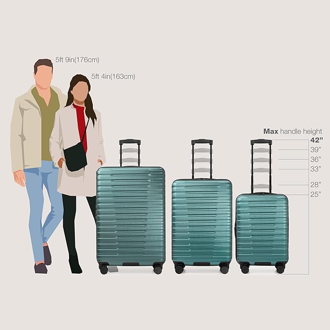 U.S. Traveler Boren Polycarbonate Hardside Rugged Travel Suitcase Luggage with 8 Spinner Wheels, Aluminum Handle, Teal, Checked-Large 30-Inch