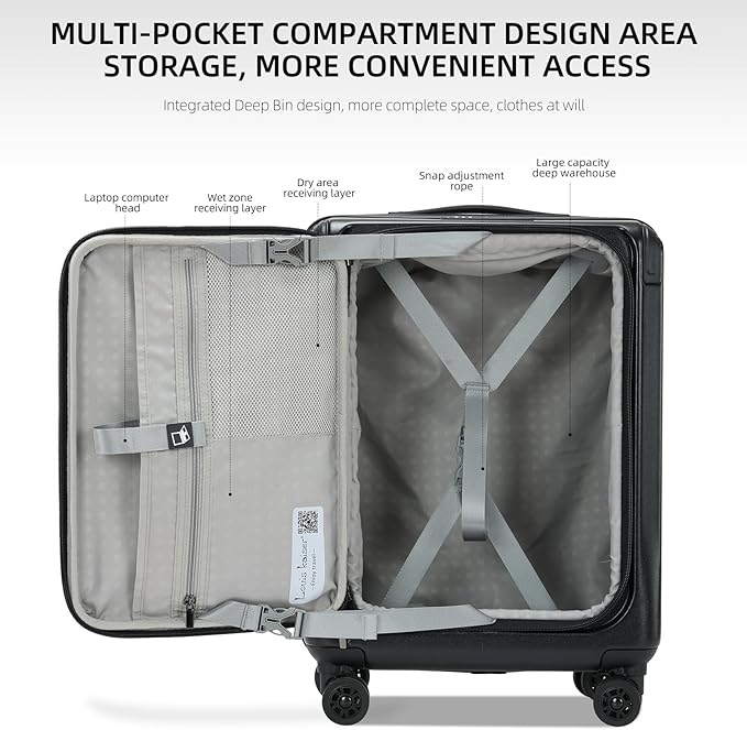Premium Carry On Luggage, 20Inch&29 Inch Top Opening Airline Approved ABS+PC Hard Shell Suitcases with Silent Wheels, TSA Lock,Front Pocket and Wet-dry Separated Six-piece Set