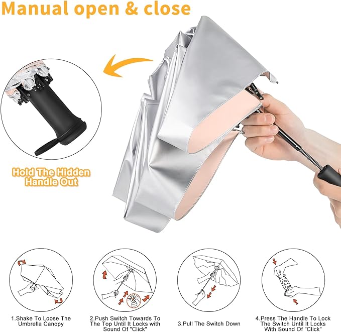 Mini Travel Umbrella - UPF 50+ Sun Protection Compact Manual Open Small Sun Umbrella