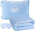 Travel Blanket, Ultra-Soft, Warm & Lightweight Travel Blanket Airplane with Bag, 65x40 in, Airplane Travel Essentials for Women, Men & Kids, Included Eye Mask, Luggage Sleeve & Backpack Clip