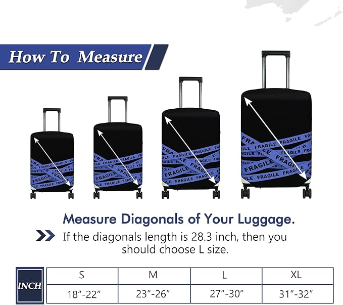 HYPER VENTURE Washable Luggage Cover - Fashion Suitcase Protector Fits 27-30 Inch Luggage (Fragile, L)