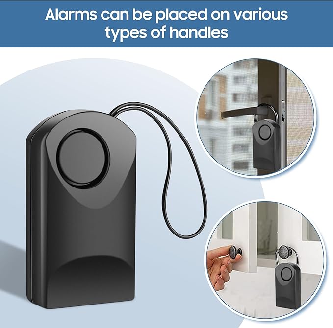 120db Touch Sensor, Door Handle Alarm, Anti Theft Vibration Triggered Portable Door Security Alarm for Doors for Kids, Toddler, Elderly, Hotel, Travel, Bedroom, Ghost