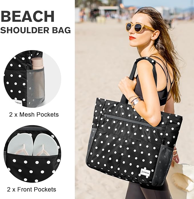 G4Free Beach Bag, Waterproof Sandproof Beach Tote Bag, Large Capacity Foldable for Women