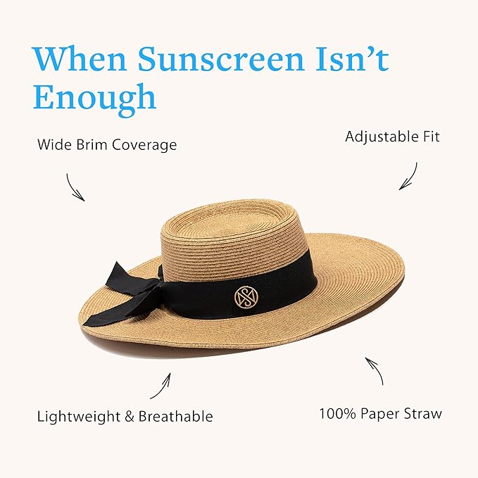 Wide Brim Sun Hat – UPF 50 Sun Protection Hat, Lightweight & Adjustable Hat, Esthetician-Designed Sun Hats for Women UV Protection, Stylish Beach & Gardening Hat Beige