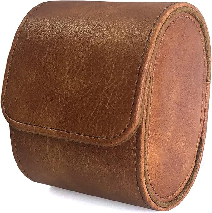 Longjet Watch Roll Travel Case for Men Portable Watches Organizer Box with Removable Velvet Pillow Holder (1 Slot Brown)