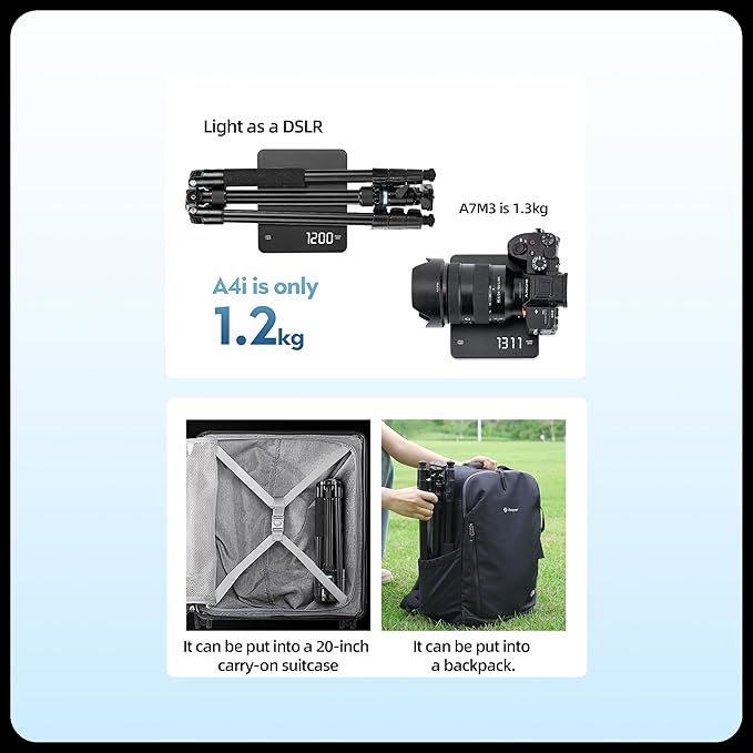 Fotopro 73" Camera Tripod, Aluminum Compact Travel Tripod and Monopod with 360° Ball Head Quick Release Plate, Professional Camera Tripod for DSLR, A4I A5I (Blue, 73 Inch)