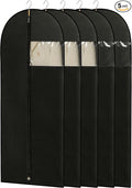 Dress Bags for Gowns, 65'' Long Garment Bags for Hanging Clothes, Dress Garment Bag, Black Dress Bag with Clear Window for Dresses, Coats, Uniforms（5 Packs）