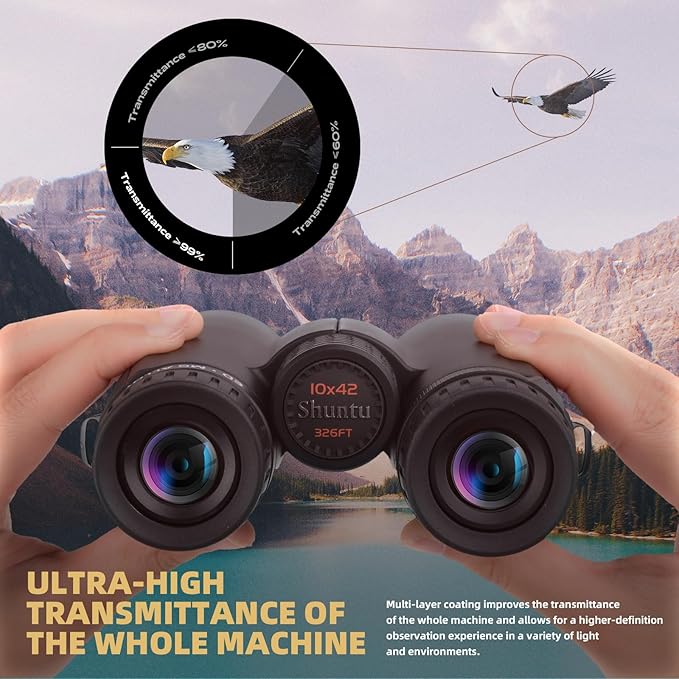 ED HD Binoculars 8x42 for Adults, Waterproof & Fogproof with Magnesium Alloy Body, BAK4 Prism - High Power Binoculars for Bird Watching, Hunting, Travel & Outdoor Sports, Compact Low Light Vision