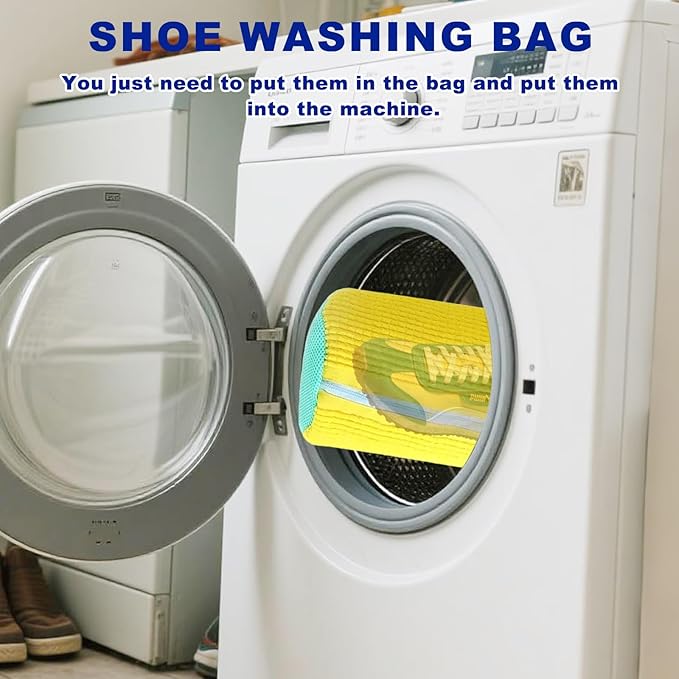 Shoe Washing Machine Bag Reusable Shoe Cleaning Bag for All Types Laundry Shoe Bag for Washer and Dryer (Yellow 1pcs)