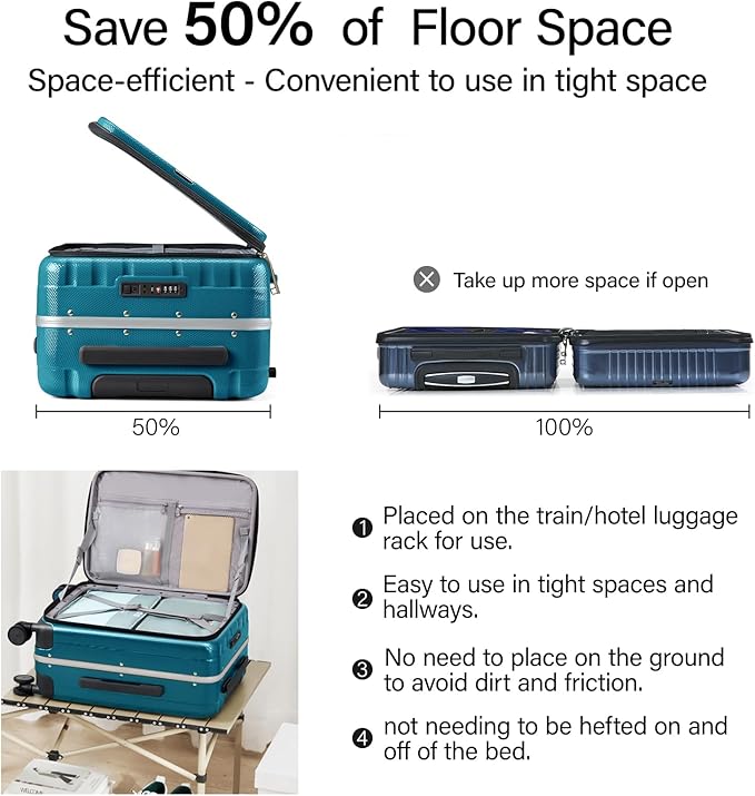 Hanke 20 Inch Carry On Luggage with Wheels PC Hard Shell Suitcase Top Opening Aluminum Frame Tsa Luggage Suitcases for Travel Woman Men Christmas Gifts for Birthday，Caribbean Blue.