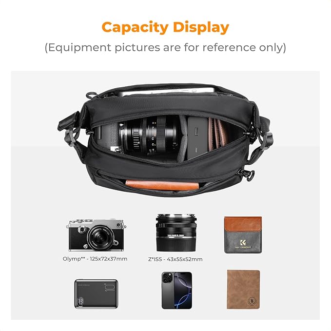 K&F Concept 2 in 1 Sling Bag Everyday Shoulder Bag & Multifunction Photography Crossbody Camera DSLR Backpack Portable Bag