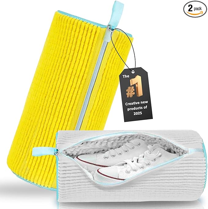 Shoe Washing Machine Bag Reusable Shoe Cleaning Bag for All Types Laundry Shoe Bag for Washer and Dryer (Yellow Gray)