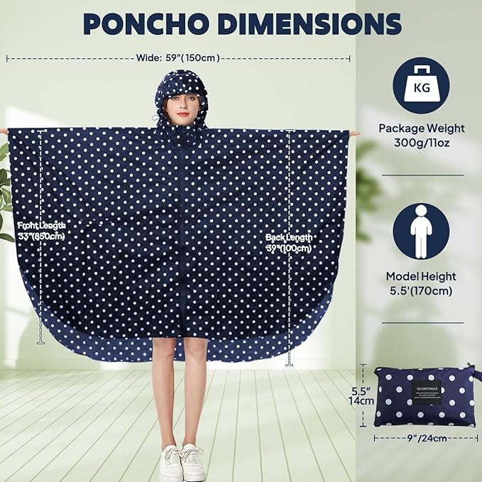 ANYOO Waterproof Rain Poncho Lightweight Reusable Hiking Hooded Coat Jacket for Outdoor Activities