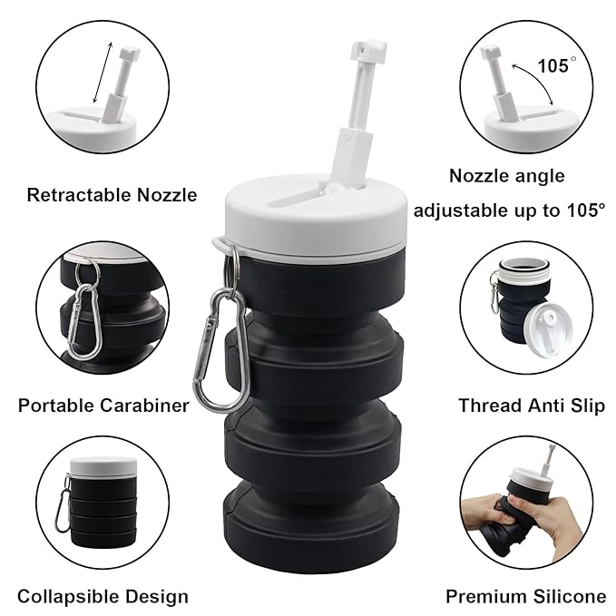 Collapsible Handheld Bidet Portable With Retractable and Angle-Adjustable Nozzle,Hook,300ML,Silicone Peri Bottle For Personal Hygiene Cleaning,Outdoors Camping & Travel,Bidet Sprayer for Women Men 1Pc