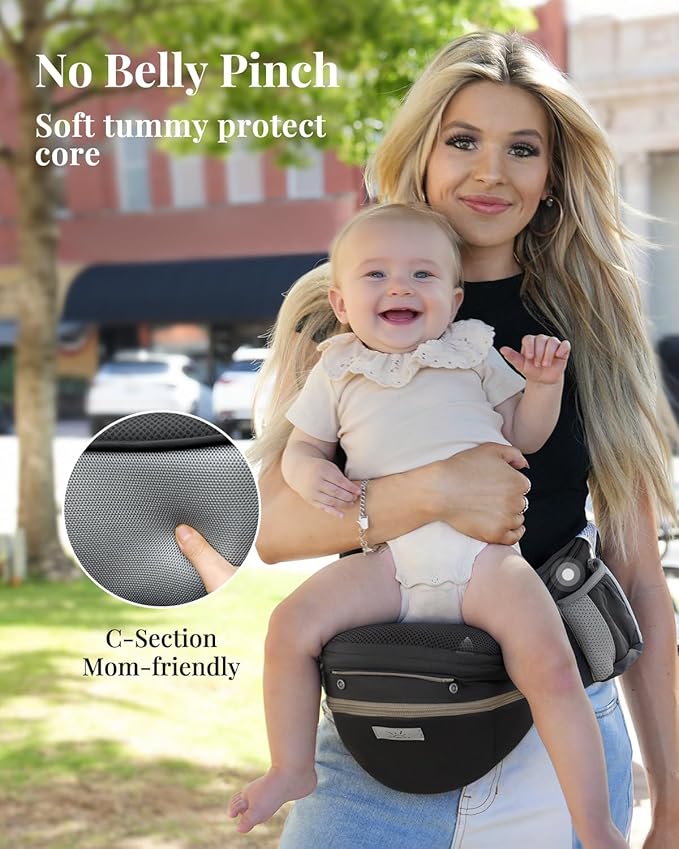 MOMTORY Carryall™ Pro Baby Carrier, Safety-Certified 6-in-1 Ultra Storage Baby Carrier Newborn to Toddler, Front & Back Baby Holder Carrier with Hip Seat, Pure Black