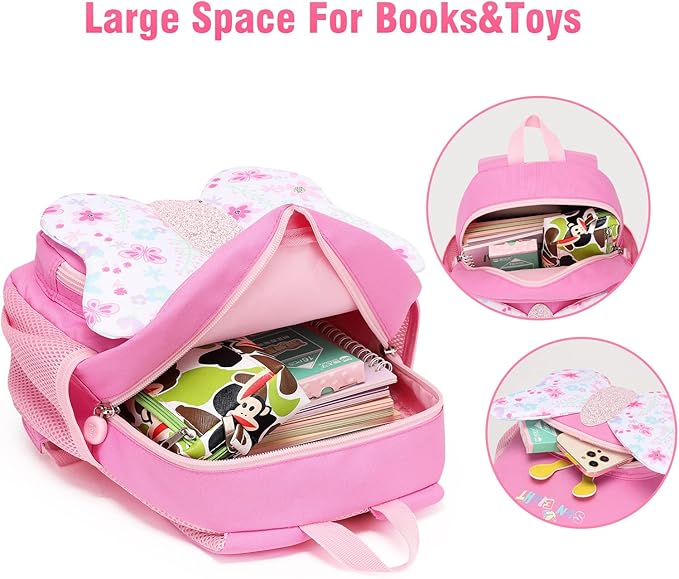 SUN EIGHT Toddler Backpack for Girls Kids Backpack Cute 3D Cartoon School Bag for Baby Boy Girls 1-5 Years Baby Backpack (Butterfly)