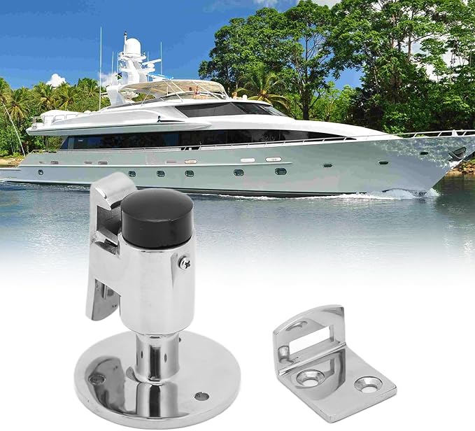 Door Stopper Wall Mounted with Self-Locking Hook Windproof Heavy Duty Marine Grade 316 Stainless Steel Door Catch for Yacht RV Home Office (with Screws)