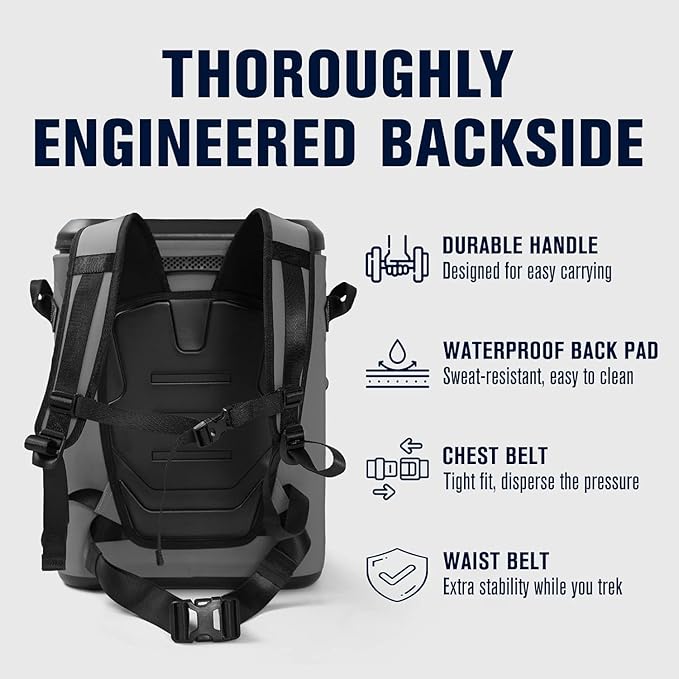 Magnetic Soft Cooler, Zipperless Soft Sided Cooler Bag for Men & Women, Insulated Backpack Coolers for Tailgating, Beach, Lunch, Picnic, Kayak
