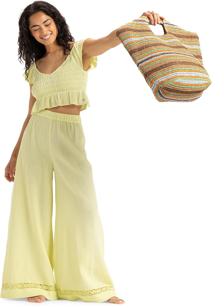 Roxy Women's Beach Tote Bag | Travel | Vacation | Straw | Lightweight | Breathable