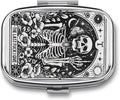 Metal 2 Compartment Pill Organizer Travel Friendly Portable Compact Pill Box Cute Pill Case to Hold Vitamins,Fish Oil,Supplements,Meds,Tablet for Purse,Pocket. (Last)