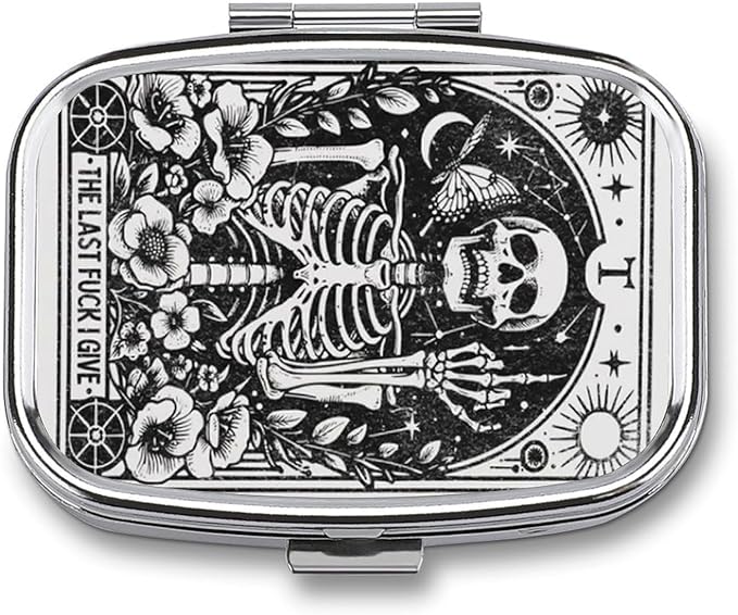 Metal 2 Compartment Pill Organizer Travel Friendly Portable Compact Pill Box Cute Pill Case to Hold Vitamins,Fish Oil,Supplements,Meds,Tablet for Purse,Pocket. (Last)