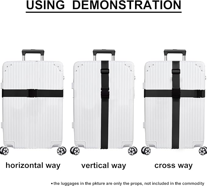 Luggage Straps for Suitcases TSA Approved Travel Belt 4 Pack by Chelmon (Black)