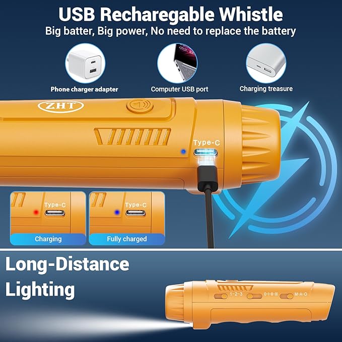 ZHT Electronic Whistle for Coaches, Referees, Teachers - 3 Tones & 3 High Volume, Handheld Whistles with Lanyard - Sports Whistle for Volleyball Soccer, Outdoor Camping, Emergency Safety