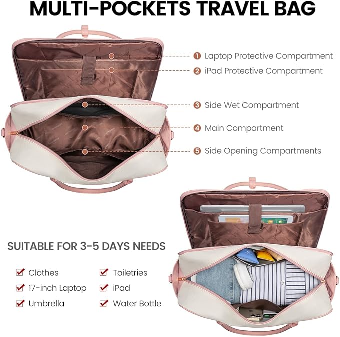 LOVEVOOK Weekender Travel Duffel Bag with Laptop Compartment, Personal Item Duffle Bags for Women, Overnight Bag with Toiletry Bag, Yoga Gym Bag with Wet Pocket, Hospital Bag for Labor and Delivery