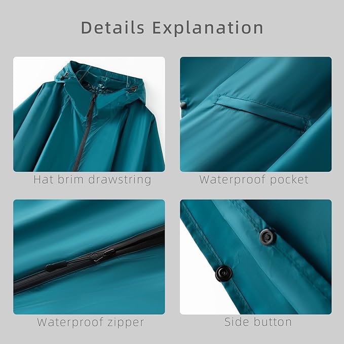 Cloak raincoat Unisex poncho Adult hooded men and women with pockets Mountaineering hiking rainstorm prevention