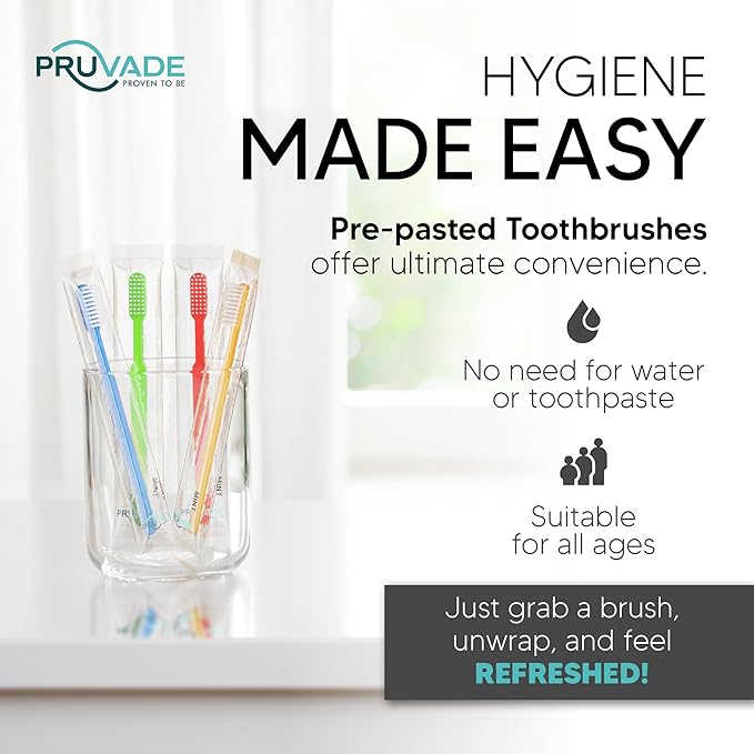 144 Pack Disposable Toothbrushes with Toothpaste, Built in - Prepasted Toothbrushes Individually Wrapped |Single Use Waterless Tooth Brush with Soft Bristles for Hotel, Camping, Travel