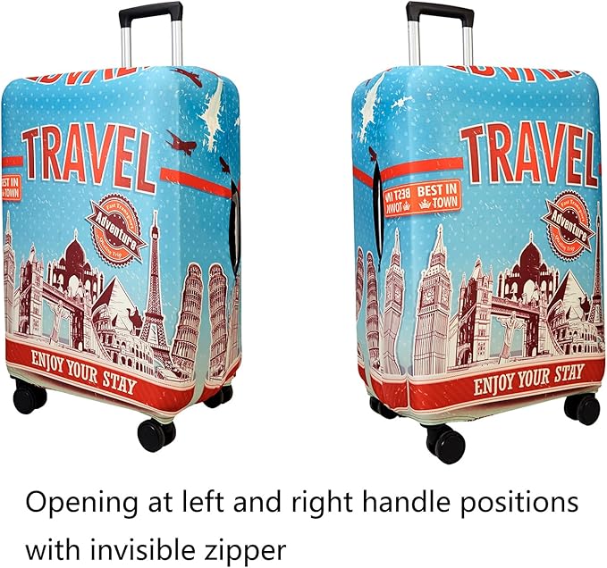 WUJIAONIAO Travel Luggage Cover Baggage Suitcase Cover Protector Skins 18-32 Inch (Tourist Attraction A28, S (for 18-20 inch luggage))