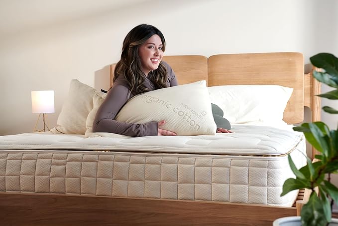 Naturepedic Organic Latex Pillow - Standard Bed Pillow with Soft Comfort - Luxury Pillow with Adjustable Fill for Comfortable Sleeping, Back Support and Neck Pain Relief