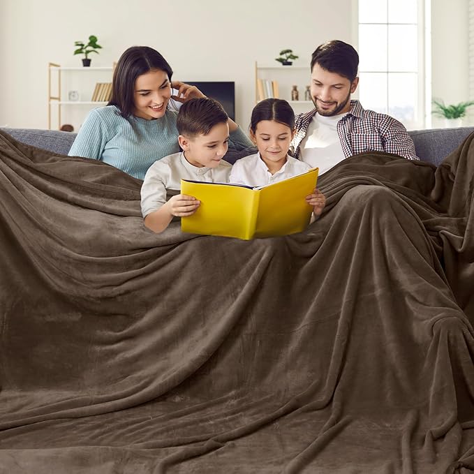 PHF Oversized King Fleece Blanket 120"x120", No Shed No Pilling Big Soft Blanket, Extra Large 10'x 10' Lightweight for Bed, Sofa Travel and Camping, Suitable for All Season, Cocoa Brown