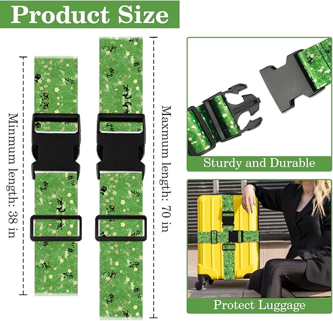 Luggage Straps for Suitcases TSA Approved, Luggage Identifiers for Suitcase, Adjustable Suitcase Strap for Baggage Security with Cute Patten, Travel Necessary Accessories (Tussock)