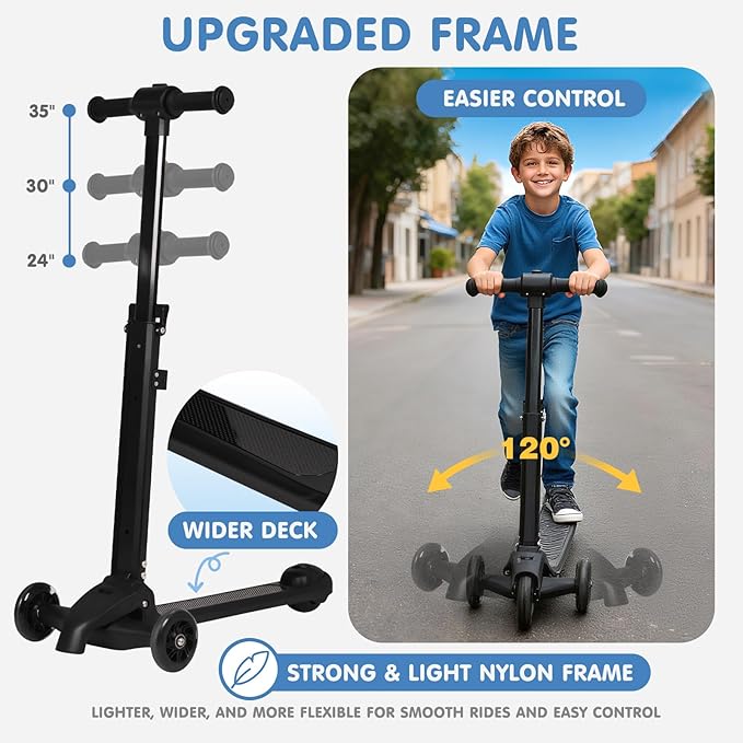 smilesun 4-in-1 Detachable Scooter Luggage for Kids & Teens – Hardside Ride-On Suitcase with Led Light Up Wheels, Dinosaur Design, Lightweight Foldable, Perfect Travel Gift for Boys(Yellow 22-inch)