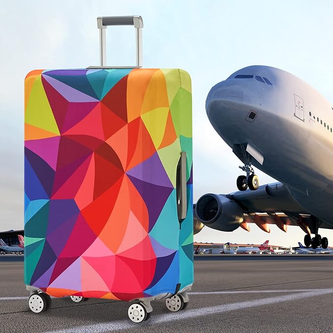Travelkin Luggage Covers For Suitcase Tsa Approved,Suitcase Cover Protector Fit 18-32 Inch Luggage (Colorful Geometry, XL)