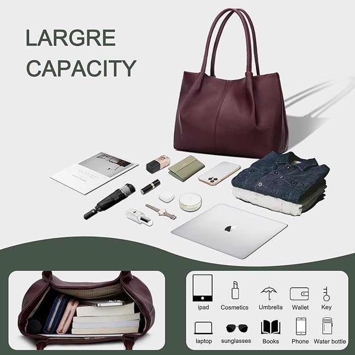 KKXIU Tote Bag for Women Vegan Leather Shoulder Purse Large Capacity Travel Bag