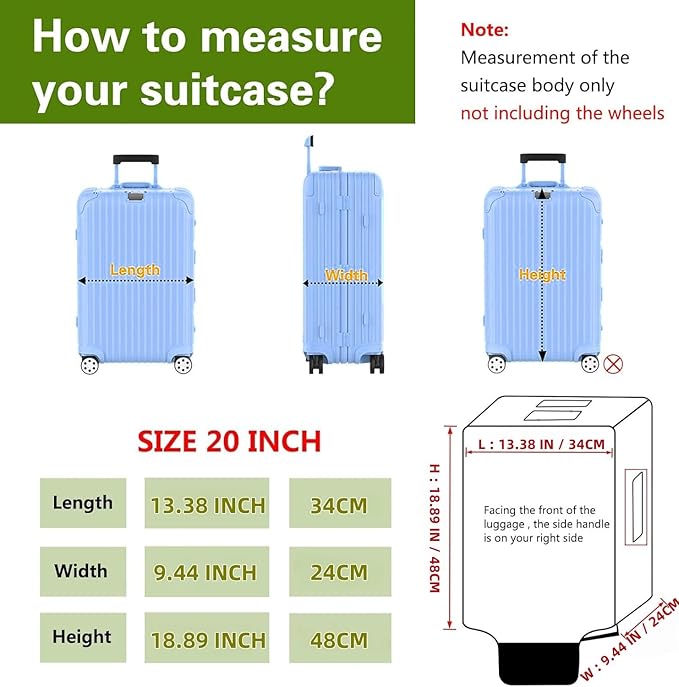 Luggage cCover Protector Clear PVC Suitcase Covers for Luggage Thick Transparent Waterproof Suitcase Protector with Large for 20"/24"/28"/30" inch