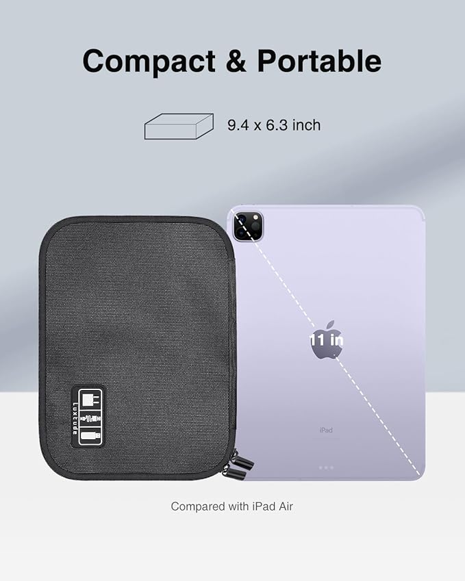 Luxtude Cord Organizer Travel, Flat Cable Organizer Bag, Portable Electronics Organizer, Travel Essentials for Wire/Cord Storage/Charger Case/Cable Storage/Tech Accessories Pouch, Silver Gray