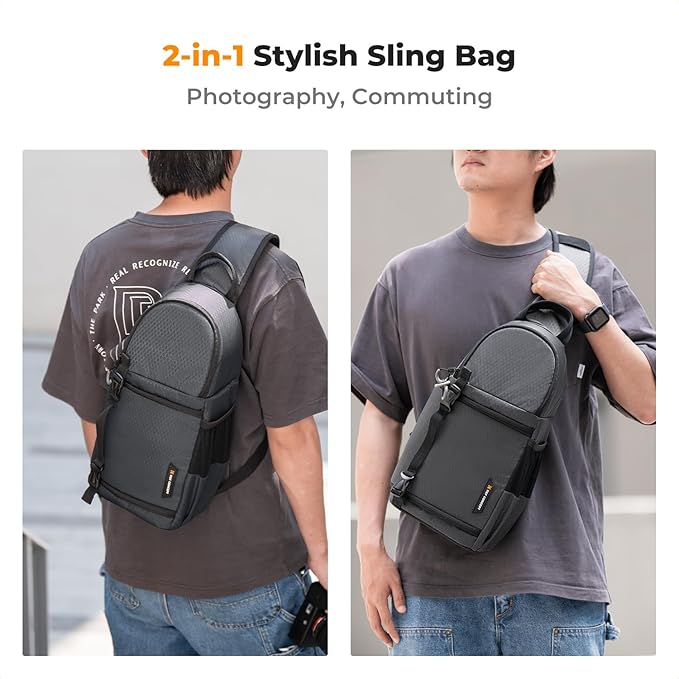 K&F CONCEPT Camera Sling Bag Crossbody Bag Camera Shoulder Backpack DSLR/SLR/Mirrorless Photography Bags Compatible with Canon/Nikon/Sony/Fuji/Gopro/DJI