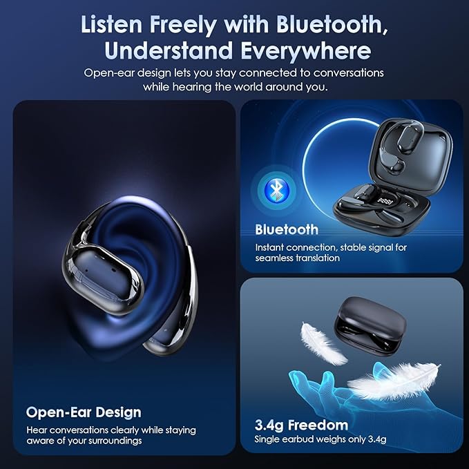 Translation Earbuds Real Time AI: Olycism AI Translator Earbuds with 150 Languages 3 in 1 Translation Headphones Long Battery Life Bluetooth 5.4, iOS Android for Travel Business Study