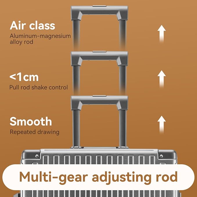 ROAMING Zipperless Luggage 28 Inch with Aluminum Frame, Checked-Large Lightweight 3-Layer PC Hard Shell Suitcase with Spinner Wheels, Metal Travel Luggage with Three TSA Locks, gray