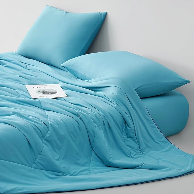 Dream Valley® Outlast® Deepsleep Cooling Comforter, King Size, NASA-Grade Space Technology Cooling Blanket for Hot Sleepers Night Sweats, Q-Max > 0.45 Aerocool™ Breathable, Dream Blue, 106"x90"