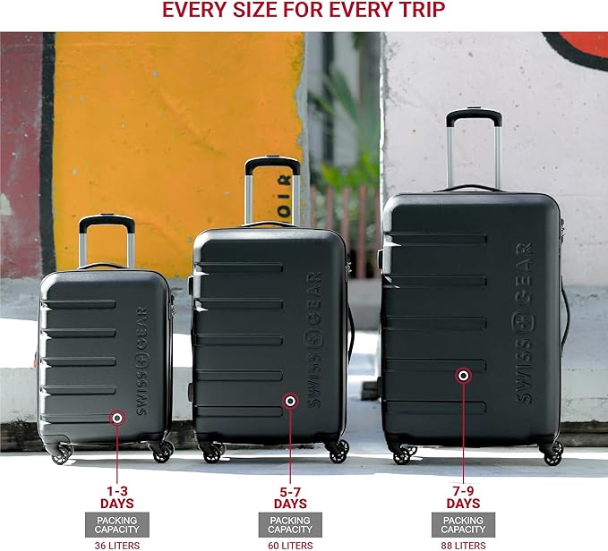SwissGear 7366 Hardside Expandable Luggage with Spinner Wheels, Grey, Checked-Large 27-Inch