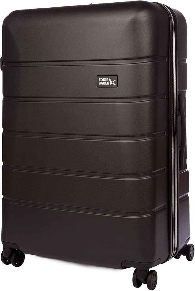 Eddie Bauer Glacier Checked 30" Luggage | Hardside | Spinner Wheels | Expandable | Lightweight | Travel Essentials - Carbon Grey