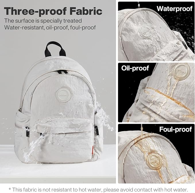 mixi Outdoor Lightweight Backpack Casual Carry On Laptop Backpack Travel Bookbag for Women Men, Water Resistant Durable Small Hiking Bag for Camping Weekender Sports College Work, 15 Inch, Light Gray