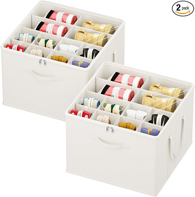 Lifewit Shoe Storage Organizer for Closet, Fits 12-16 Pairs, Large Shoe Box Storage Containers with Clear Cover and Reinforced Handles,Foldable Storage Bins Fits for Boots Heels Sneakers,2 Pack White